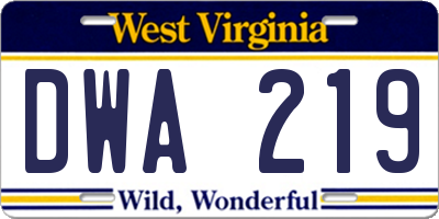 WV license plate DWA219
