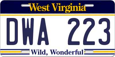 WV license plate DWA223