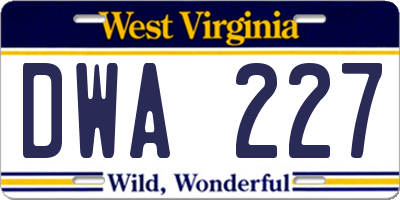 WV license plate DWA227
