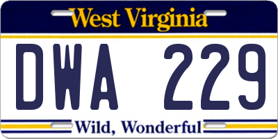 WV license plate DWA229