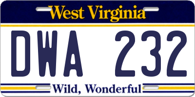 WV license plate DWA232