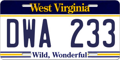 WV license plate DWA233