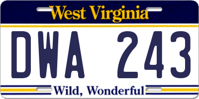 WV license plate DWA243