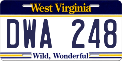 WV license plate DWA248