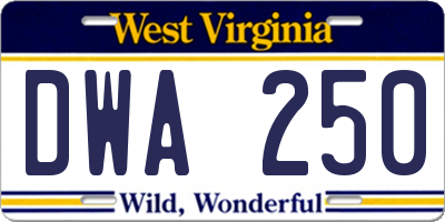 WV license plate DWA250