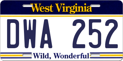 WV license plate DWA252