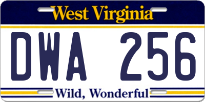 WV license plate DWA256