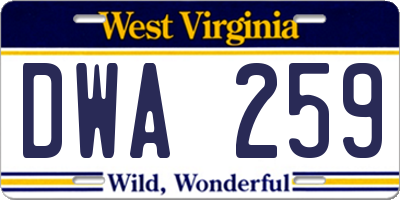 WV license plate DWA259