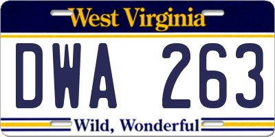 WV license plate DWA263