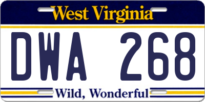 WV license plate DWA268