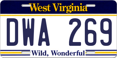 WV license plate DWA269