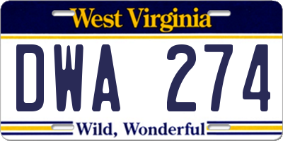 WV license plate DWA274