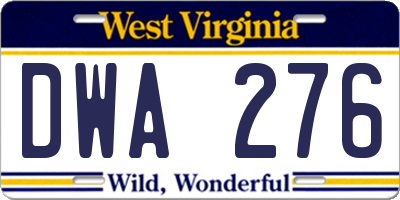 WV license plate DWA276