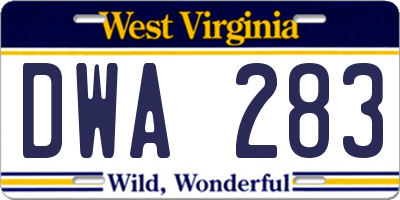WV license plate DWA283