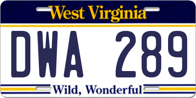 WV license plate DWA289