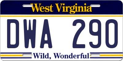 WV license plate DWA290
