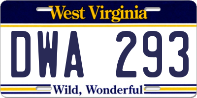 WV license plate DWA293