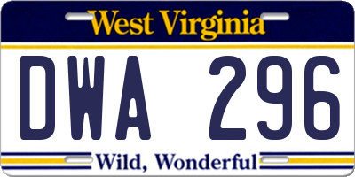 WV license plate DWA296