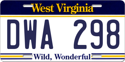 WV license plate DWA298
