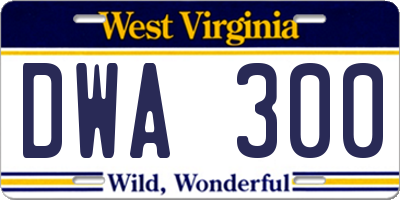 WV license plate DWA300