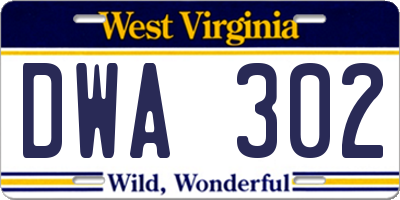 WV license plate DWA302