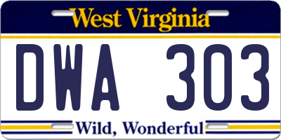 WV license plate DWA303
