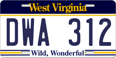 WV license plate DWA312