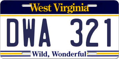 WV license plate DWA321