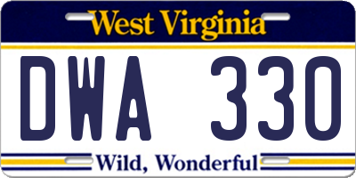 WV license plate DWA330