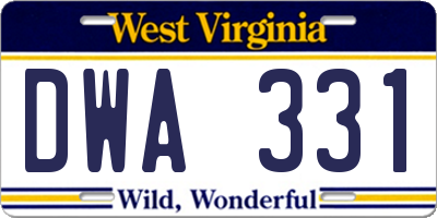 WV license plate DWA331