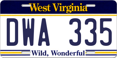 WV license plate DWA335