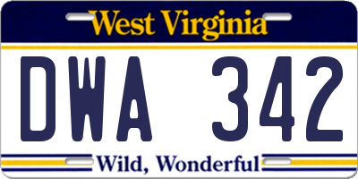 WV license plate DWA342