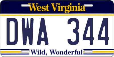 WV license plate DWA344