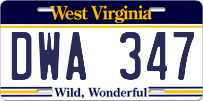 WV license plate DWA347
