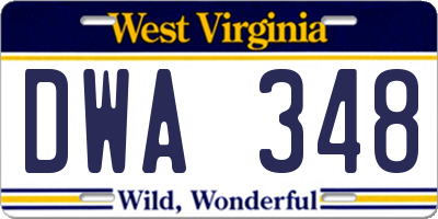 WV license plate DWA348