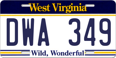 WV license plate DWA349