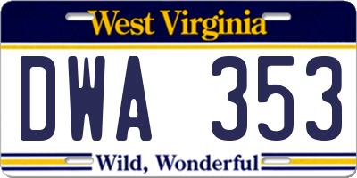 WV license plate DWA353