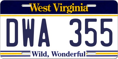 WV license plate DWA355