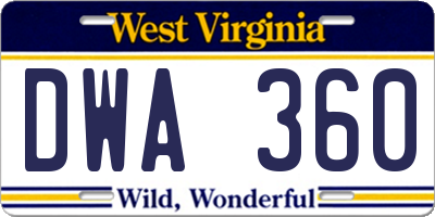 WV license plate DWA360