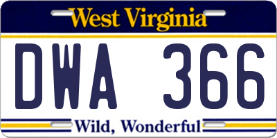 WV license plate DWA366