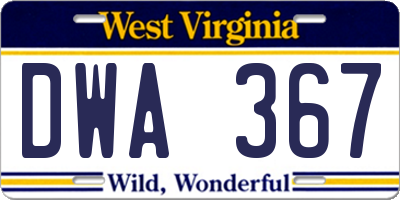 WV license plate DWA367
