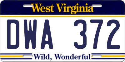 WV license plate DWA372