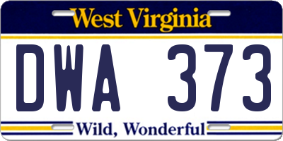 WV license plate DWA373