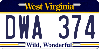 WV license plate DWA374