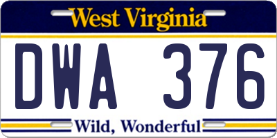 WV license plate DWA376