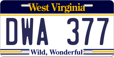WV license plate DWA377