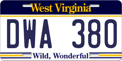 WV license plate DWA380