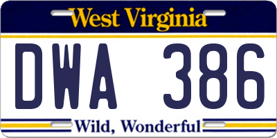 WV license plate DWA386