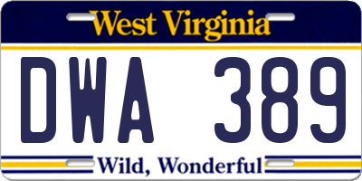 WV license plate DWA389
