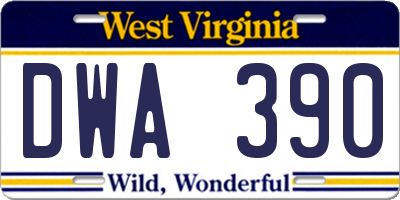 WV license plate DWA390